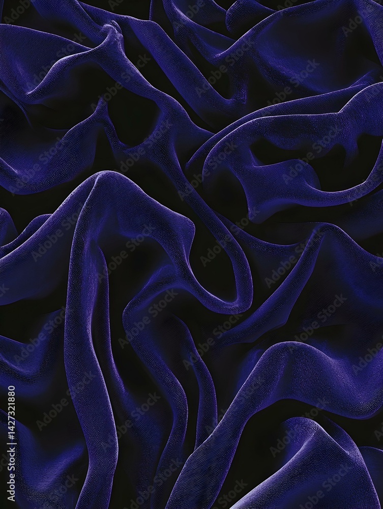 Fototapeta premium Abstract image of dark purple fabric with flowing, draped folds. Elegant, luxurious texture.