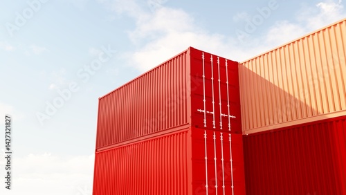 Shipping Container. Cargo Containers in the Port. Rows of cargo shipping containers under clear sky. Industrial containers are excellent for cargo import export shipment.