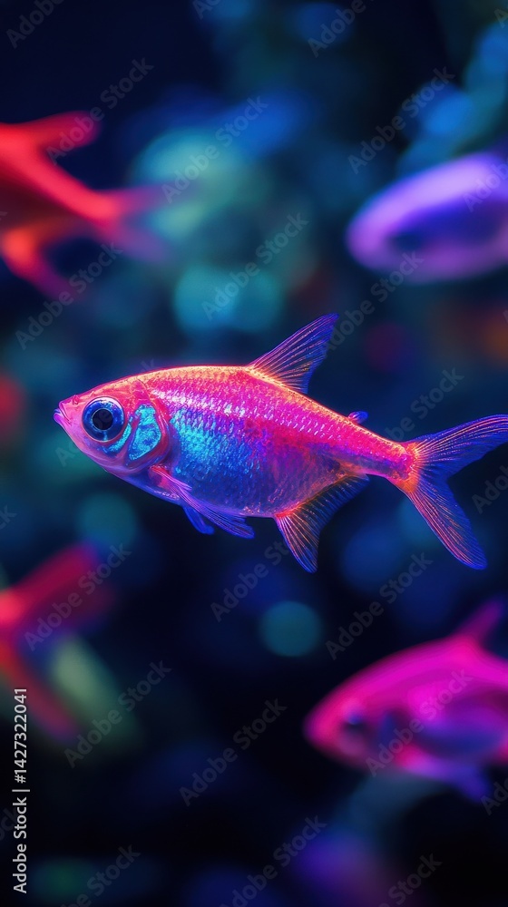 Vibrant tropical fish displaying iridescent colors in an underwater scene. Vibrant tropical fish displaying iridescent colors in an underwater scene.