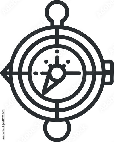 A simple and modern compass icon representing navigation and direction for travelers and explorers.