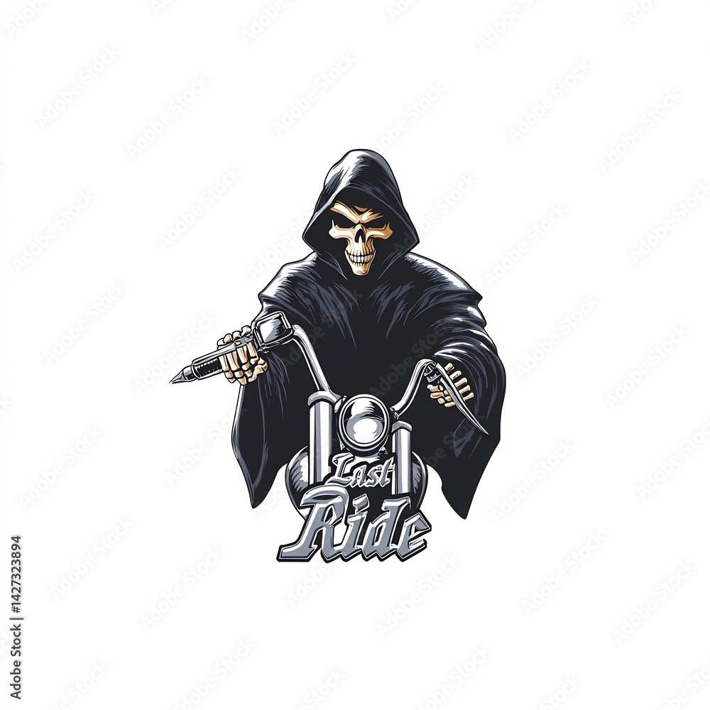 Grim reaper holding motorcycle handlebars Grim reaper holding motorcycle handlebars