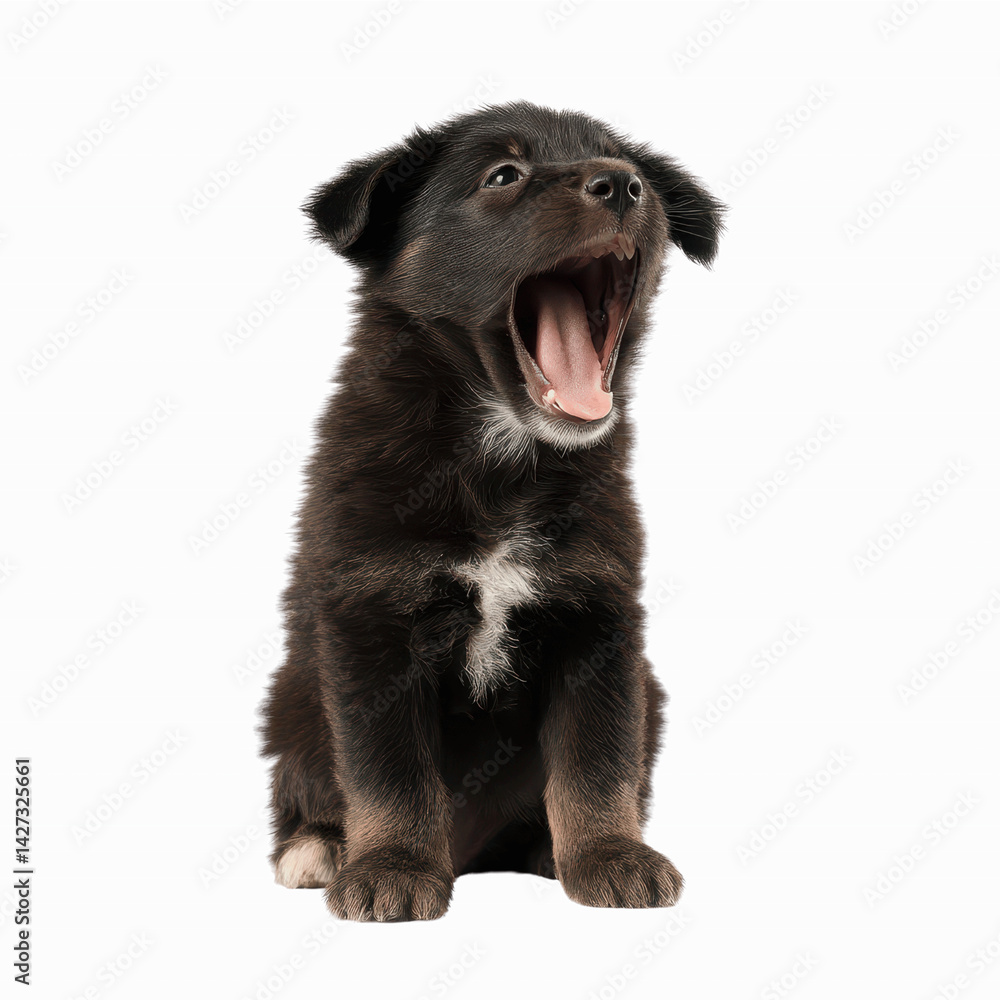Fototapeta premium Adorable Yawning Puppy on a Tech-Inspired Background