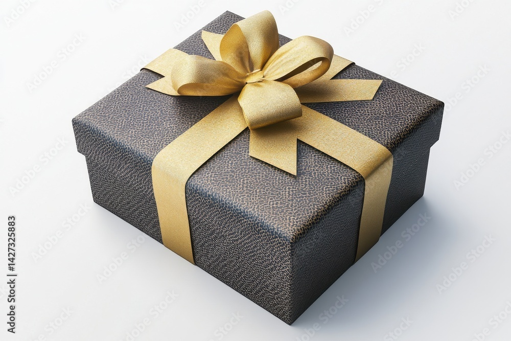 Elegant black gift box adorned with a luxurious golden bow, perfect for celebrations and special occasions. Elegant black gift box adorned with a luxurious golden bow, perfect for celebrations and special occasions.