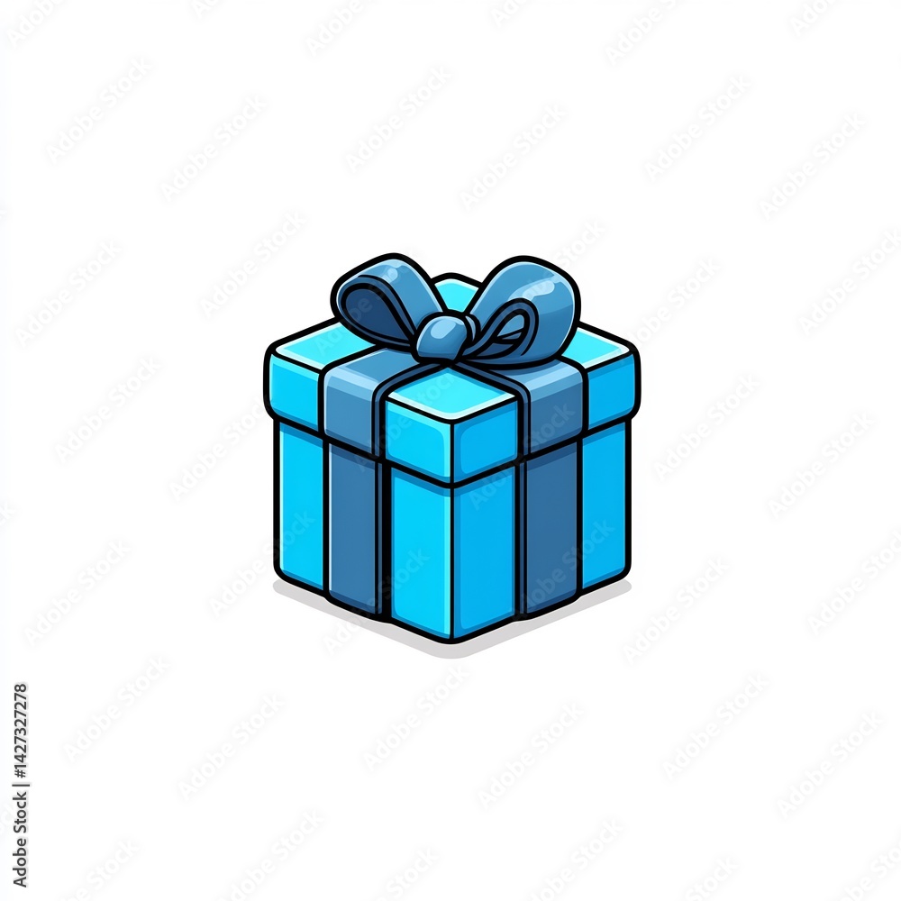 Fototapeta premium Blue gift box emoji