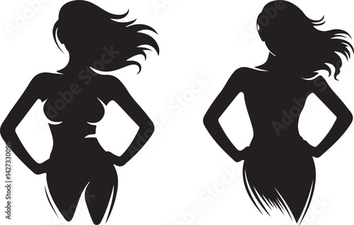vector silhouettes of women