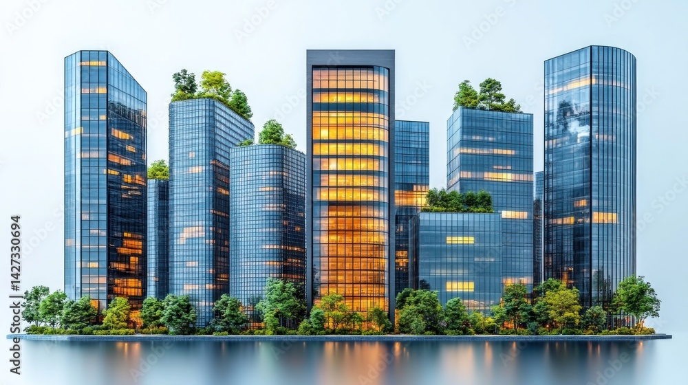 Obraz premium Eco-Friendly Metropolis: A Vision of Sustainable Urban Design