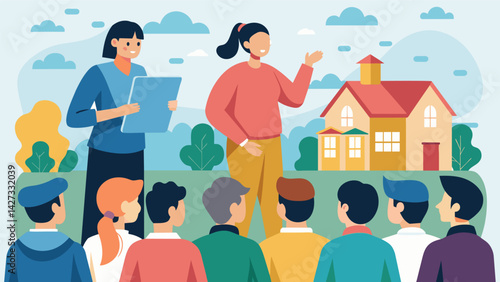 A student organizing a town hall meeting in their community to discuss the impact of student loans on young adults and gather support for policy. Vector illustration