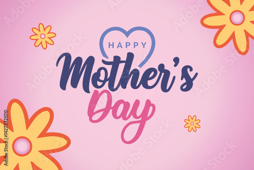 Happy Mother's Day Floral Pink vector