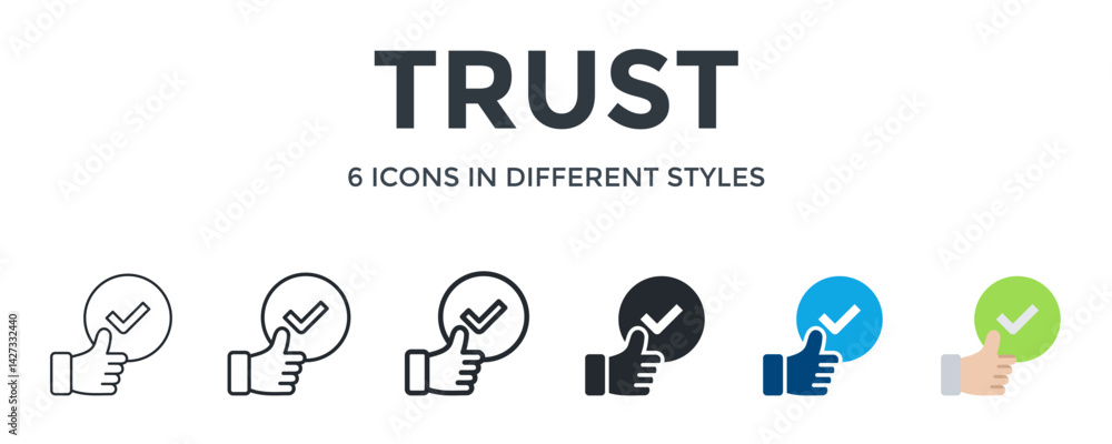 Fototapeta premium Trust Icon In Different Style Vector Illustration. Designed In Thin Line, Regular Line, Bold Line, Glyph, Color Fill, And Flat Style Can Be Used For Web