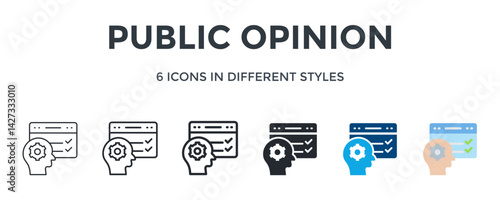 Public Opinion Icon In Different Style Vector Illustration. Designed In Thin Line, Regular Line, Bold Line, Glyph, Color Fill, And Flat Style Can Be Used For Web