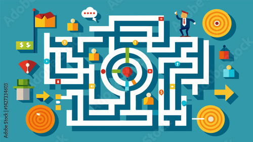 A maze with different loan repayment options at each turn illustrating the potential confusion and challenges in navigating through different plans.. Vector illustration