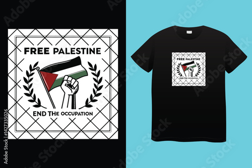free free Palestine flag t-shirt design vector banner