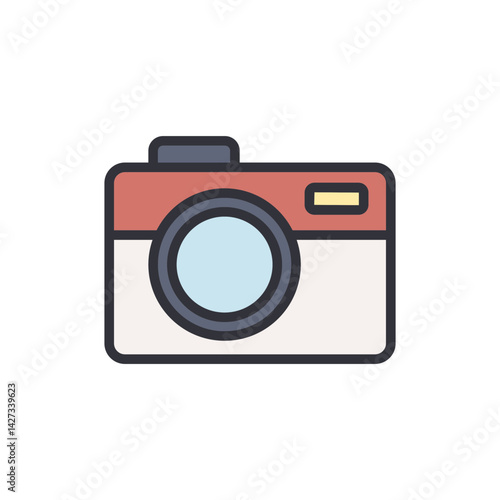 Camera colored icons, minimalist vector illustration ,simple transparent graphic element .Isolated on white background