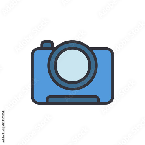 Camera colored icons, minimalist vector illustration ,simple transparent graphic element .Isolated on white background