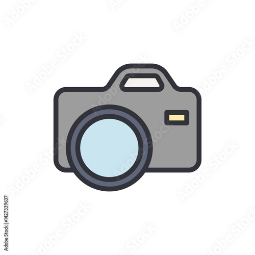 Camera colored icons, minimalist vector illustration ,simple transparent graphic element .Isolated on white background
