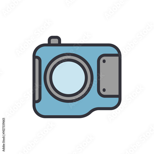Camera colored icons, minimalist vector illustration ,simple transparent graphic element .Isolated on white background