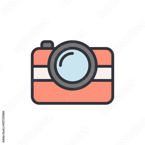 Camera colored icons, minimalist vector illustration ,simple transparent graphic element .Isolated on white background