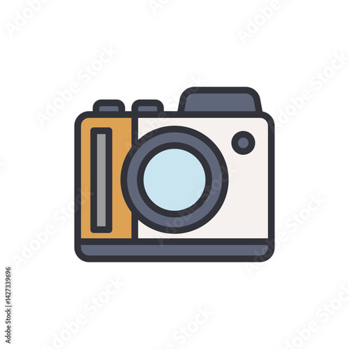 Camera colored icons, minimalist vector illustration ,simple transparent graphic element .Isolated on white background
