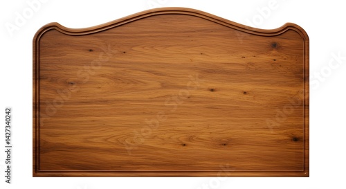 Wooden headboard isolated on white background showing wood grain texture and classic design