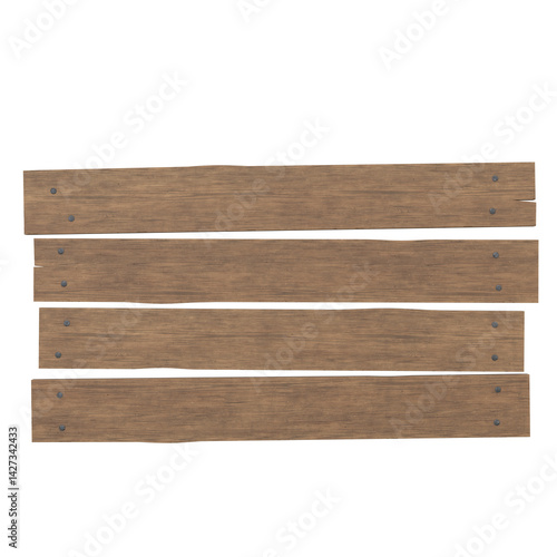Wooden Boards, 3d illustration isolated on white background