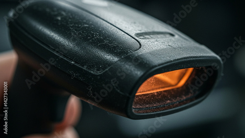 Macro of Dust Particles on a Logistics Barcode Scanner
