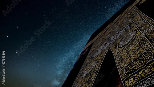 kaaba and sky stars, time lapse