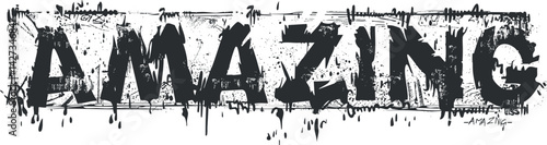 Bold graphic design featuring the word amazing in striking black and white typography.