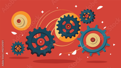 A set of gears spinning frantically depicting the fastpaced and often overwhelming nature of the student loan industry.. Vector illustration
