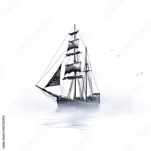 Wallpaper Mural ghost ship torn sails fog spooky pirate Torontodigital.ca