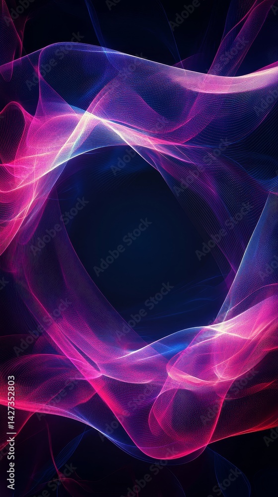Obraz premium Abstract Pink and Blue Wave Distortions Digital Art Cyberpunk Style