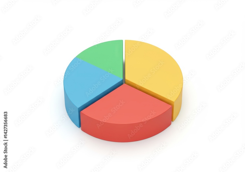 Colorful pie chart on a plain isolated on white background Colorful pie chart on a plain isolated on white background