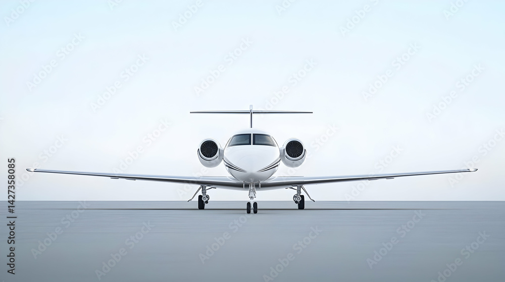 White Private Jet On Runway White Private Jet On Runway