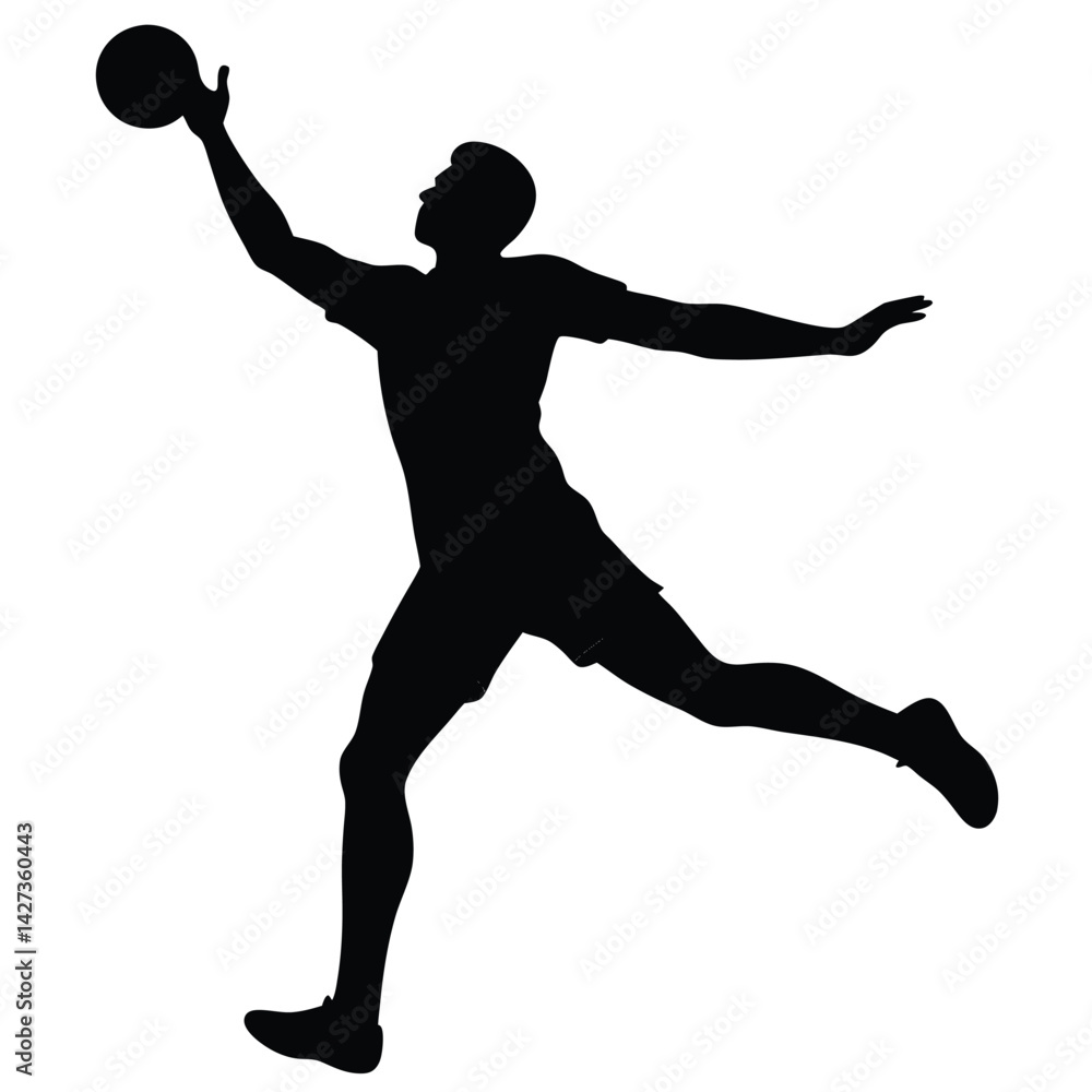 Handball player silhouette isolated on white background Handball player silhouette isolated on white background