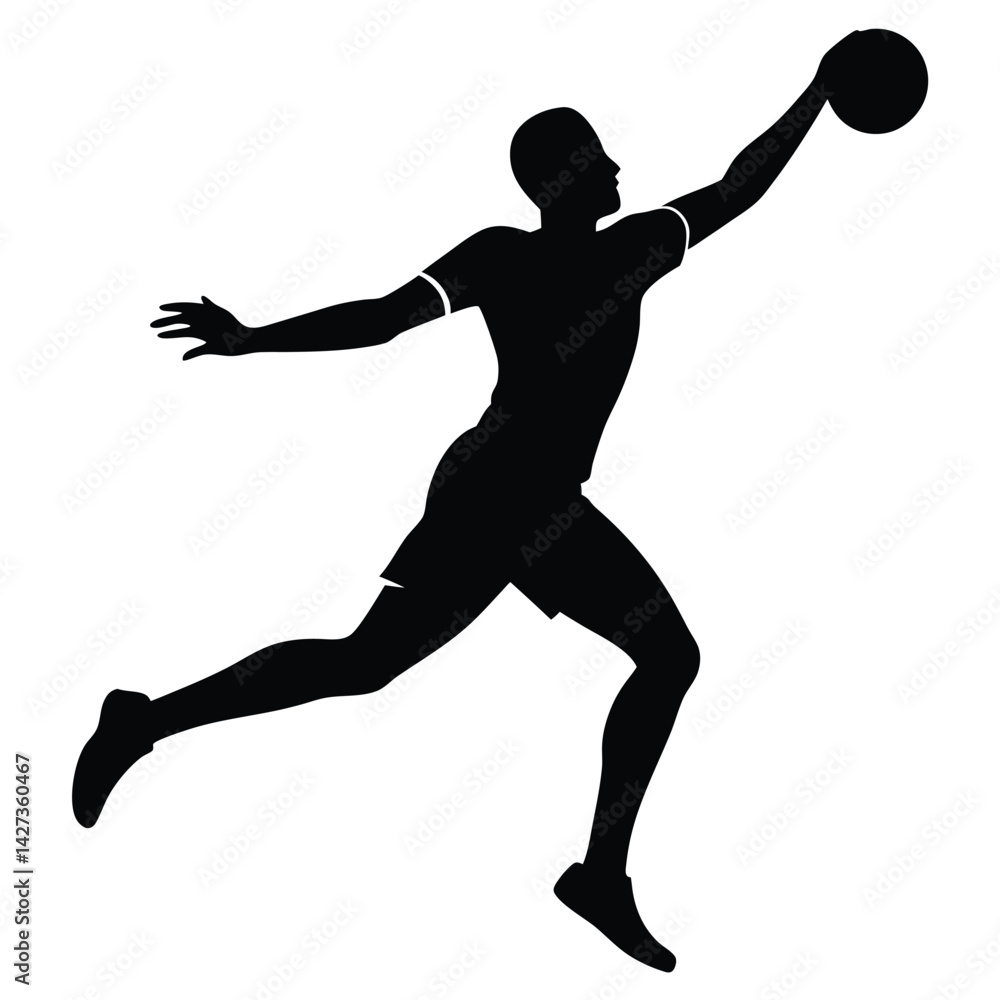 Handball player silhouette isolated on white background Handball player silhouette isolated on white background