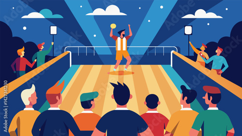 As the match reached its the spectators held their breaths watching every move and anticipating the thrilling finale.. Vector illustration