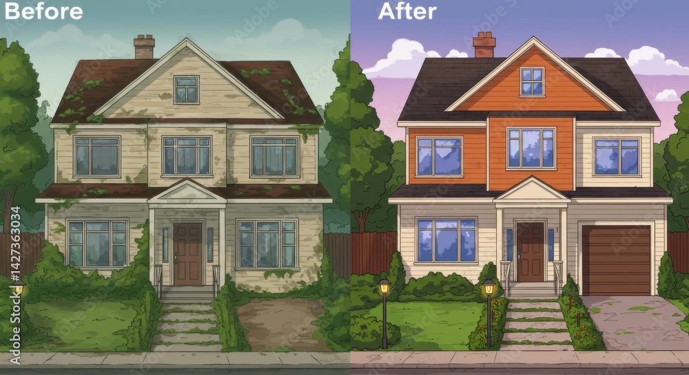 Fototapeta premium House Renovation Before and After