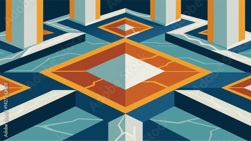 The floors are made of imported Italian marble carefully chosen for its opulent and durable qualities and expertly laid in a unique pattern by skilled. Vector illustration