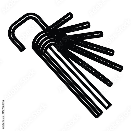 isolated Black vector allen keys WIith White Background