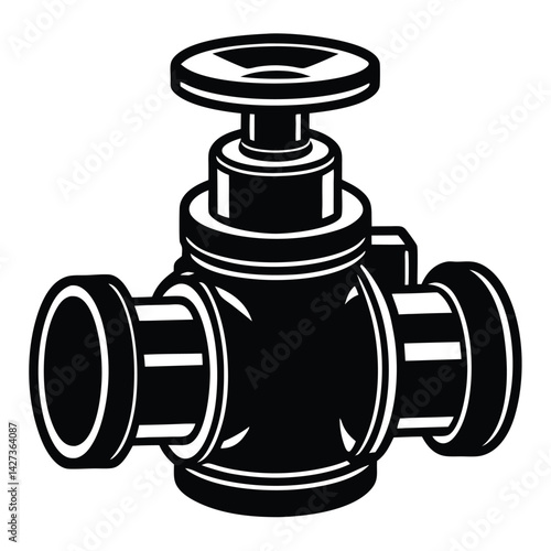 isolated Black vector backflow preventer WIith White Background