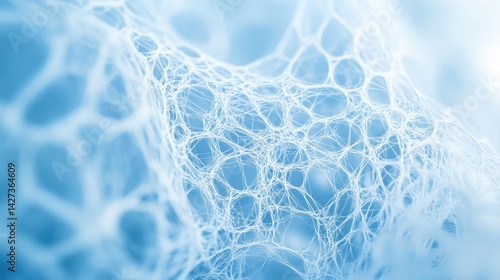 Abstract network of glowing white lines against a cool blue background, resembling neural connections or a digital web