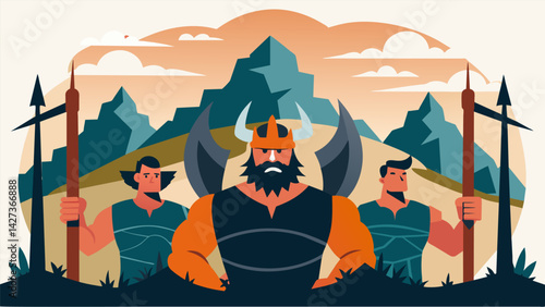 A team from a country of rugged landscapes and rugged people their strong and sy frames making powerful spikes and serves challenging a team from a. Vector illustration