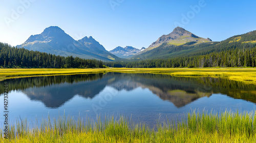 Serene Mountain Lake Landscape With Reflections
