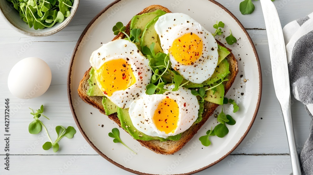 Gourmet avocado toast delight kitchen food photography bright top-down view Gourmet avocado toast delight kitchen food photography bright top-down view