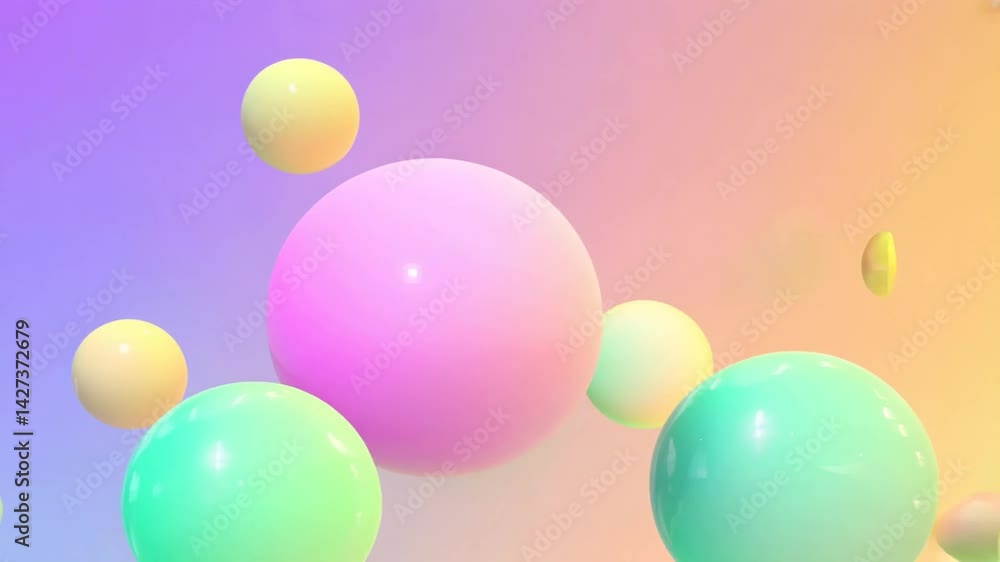 Floating Spheres: A collection of pastel-colored spheres gracefully floats against a soft, gradient background, creating a sense of serenity and wonder. Floating Spheres: A collection of pastel-colored spheres gracefully floats against a soft, gradient background, creating a sense of serenity and wonder.