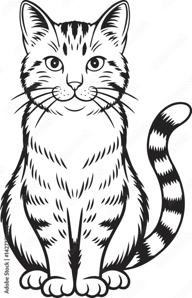Adorable cat hand drawn illustration Adorable cat hand drawn illustration