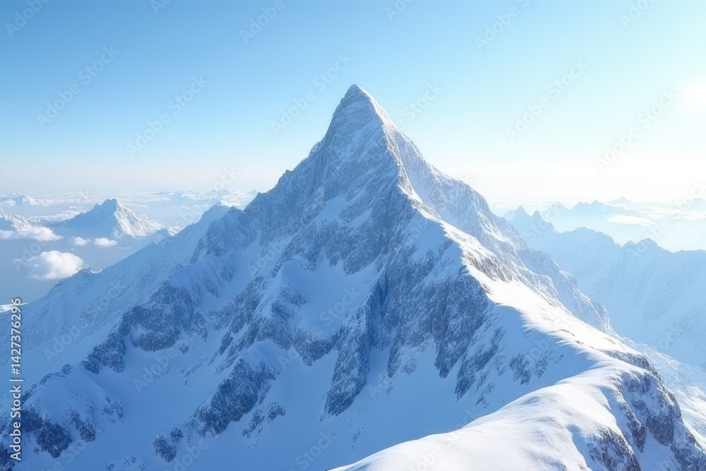 Fototapeta premium Mountain Top Snowy Serenity