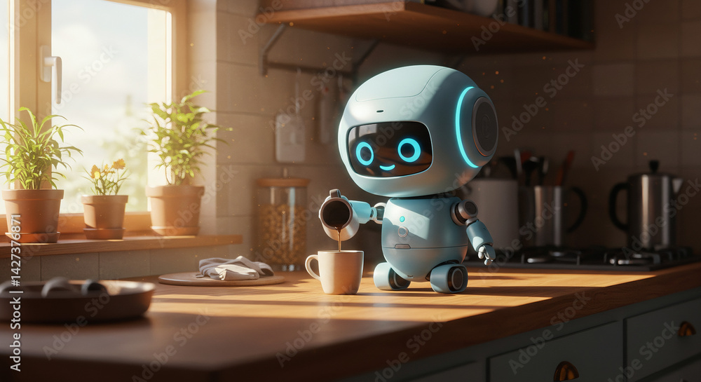 Fototapeta premium robot doing coffee