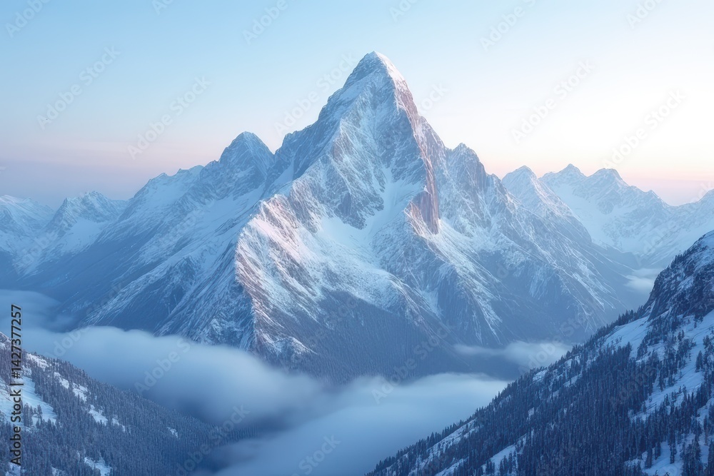 Obraz premium Snow-Covered Alpine Scenery