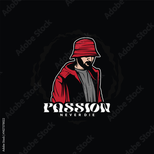illustration of a man in red coat ultras hooligan casual football style vector design