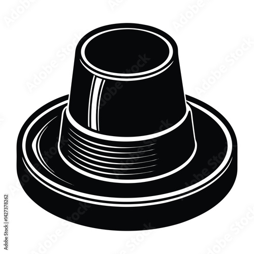 isolated Black vector Plamber Element pipe cap WIith White Background
